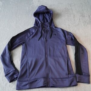 Under Armour Womens Hoodie Small Blue Zip Sweatshirt‎ Casual Fitted Polyester